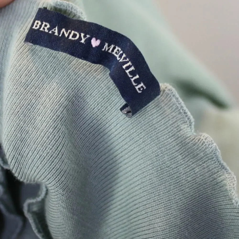 Brandy Melville Crop Top Sage Green Pistachio Stretch Y2K Grunge 90s